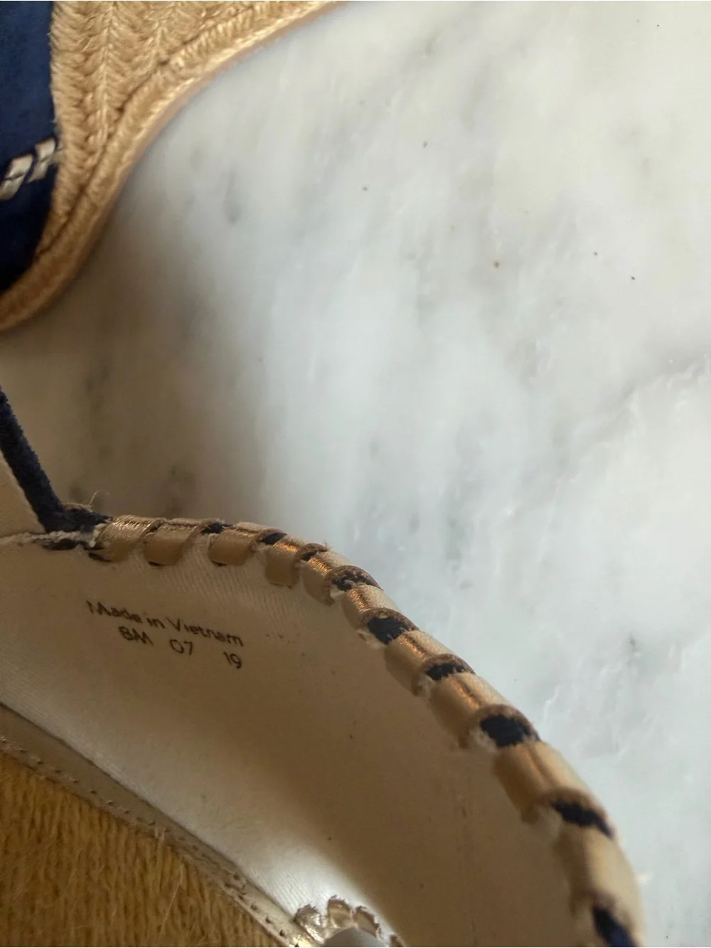 Jack Rogers Palmer Wedge Navy Suede Espadrille Open Toe, Womens 8 US, New
